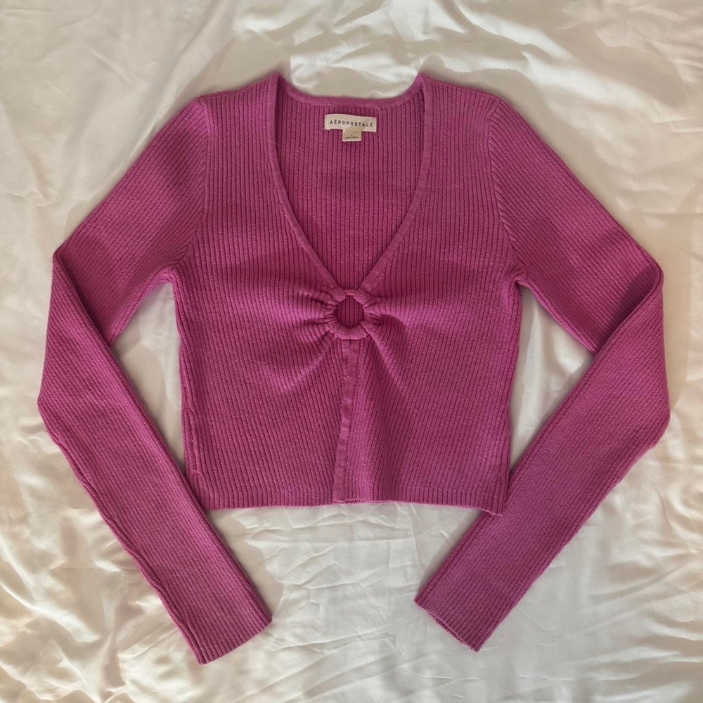 Aeropostale Pink Ribbed Knit Sweater